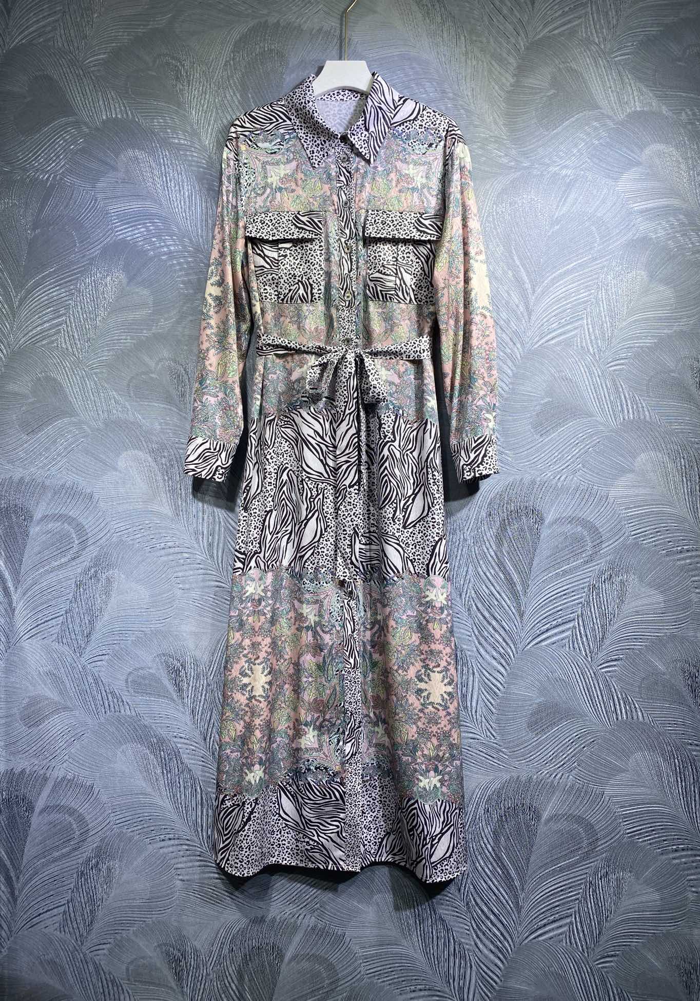 

Summer new style print long dress lapel style atmospheric, Customize