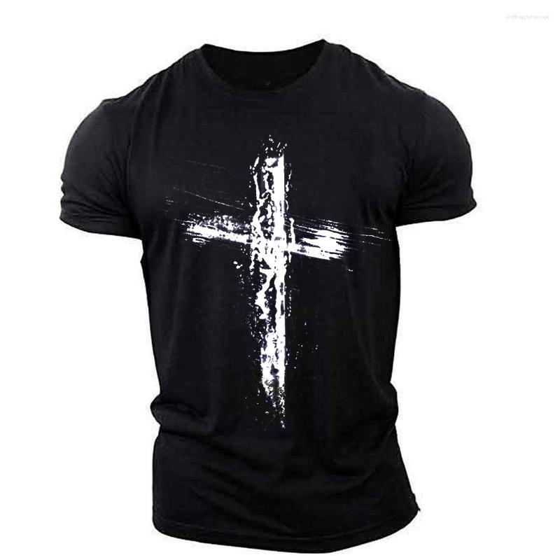 

Men's T Shirts Summer Men's Cross Pattern Top 3d Printed T-shirt Outdoor Lightweight Breathable Elastic Short-sleeved Christian Style., Sz-09