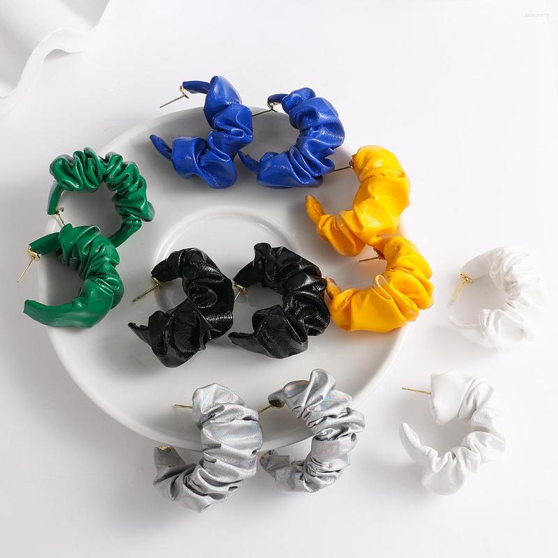 

Hoop Earrings Lifefontier Trendy PU Leather Geometric Big For Women 2023 Fashion Circle Statement Earring Party Jewelry Gifts