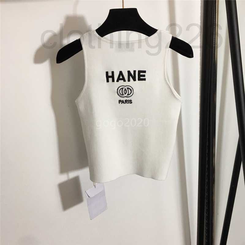 

designer 2022 women summer knit tee tops with letter embroidery female casual milan runway cotton tank crop top t-shirt clothing 6ODP, White