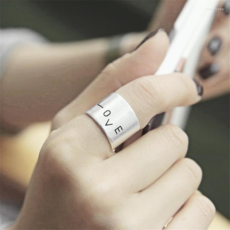 

Wedding Rings Charm Open LOVE Letter For Women Men Adjustable Size Finger Valentine's Day Gift Jewelry 2023