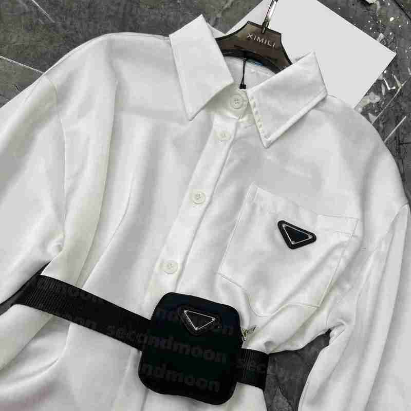 

designer Women T Shirt with Waistband Metal Badge Spring Summer Breathable ee Lapel Neck ees 7A7V, White