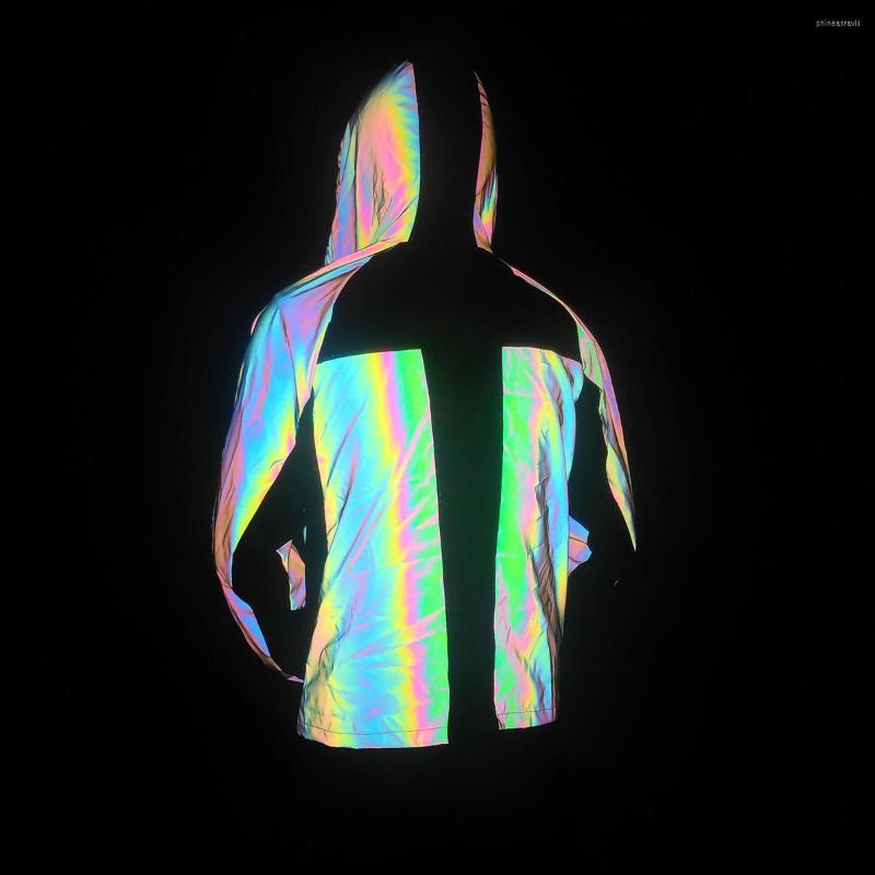

Men's Jackets Drop Reflective Hooded Men Sports Casual Couple Coats Mesh Patchwork Breathable Techwear Jaqueta Masculina, Gray reflective