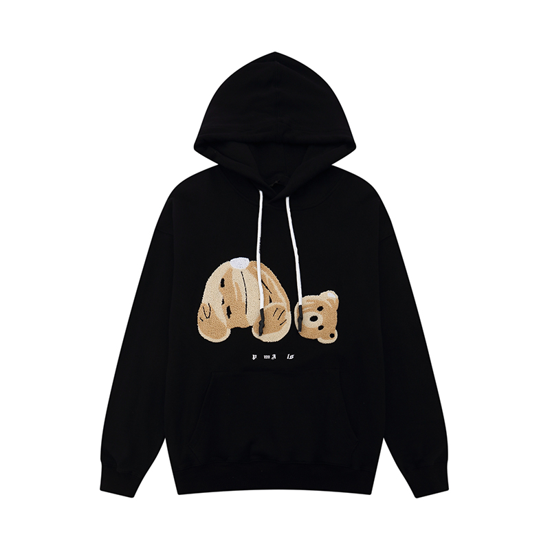 

Designer Palms Mens Hoodies Women' Angels Sweatshirts Broken Head Bear Print Round Necktie Drawcord Hat Loose Casual Cotton essentials hoodies Bottom Blouses, Black