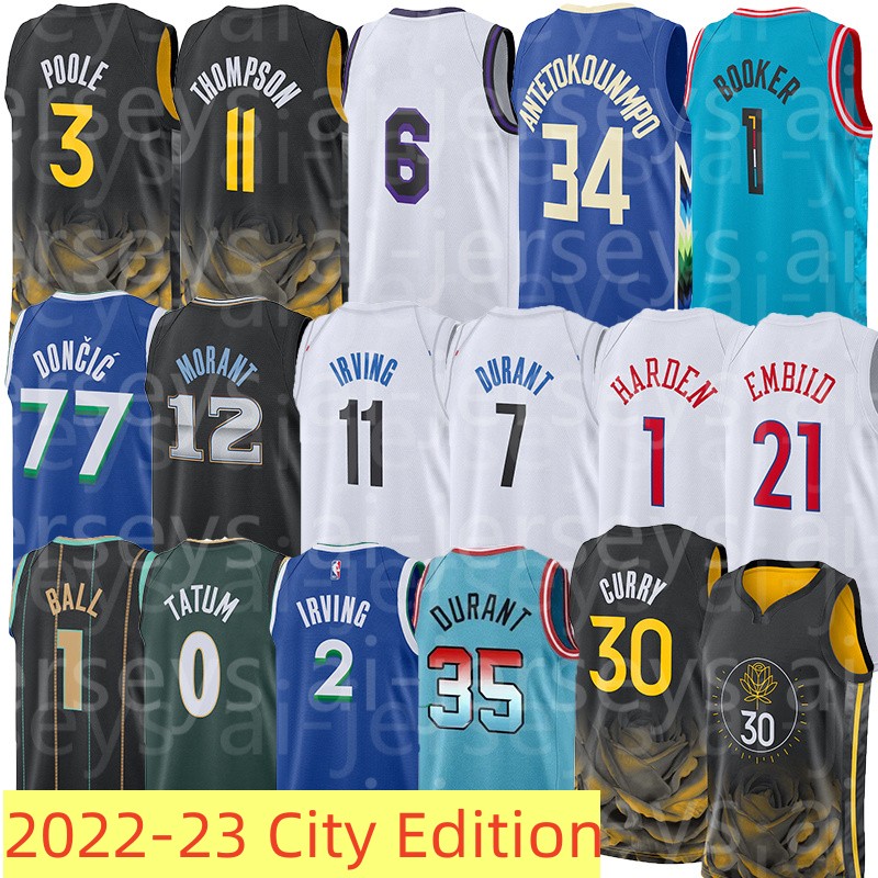 Basketball Jerseys 34 Antetokounmpo 35 Durant 2 Ivring 30 Curry 77 Doncic 1 Harden 0 Tatum 12 Morant 7 Brown 0 Maxey 21 Embiid Stitched Jerseys
