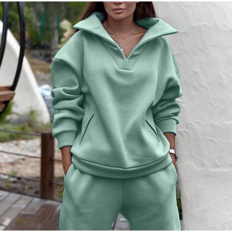 

Women' Two Piece Pants Autumn Women Tracksuit Plus Fleece Sweatshirts Set Casual Oversized Solid Female Sports Hoodie Suit Long Pant Sets, Rose red
