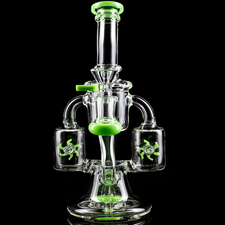 

9.4 inchs Recycler Dab Rigs Hookahs Shisha Smoking Pipe Dabber Accessories Glass Water Bongs Unique