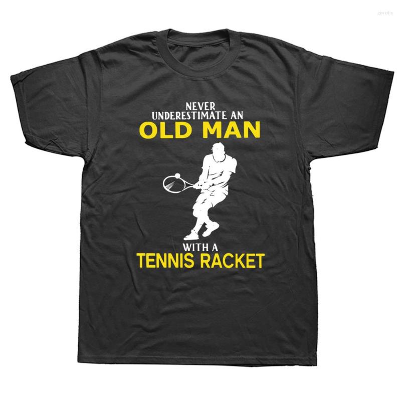 

Men's T Shirts Funny Never Underestimate Old Man With Tennis Racket Cotton Streetwear Short Sleeve Birthday Gifts Summer Style T-shirt, Xgm6909