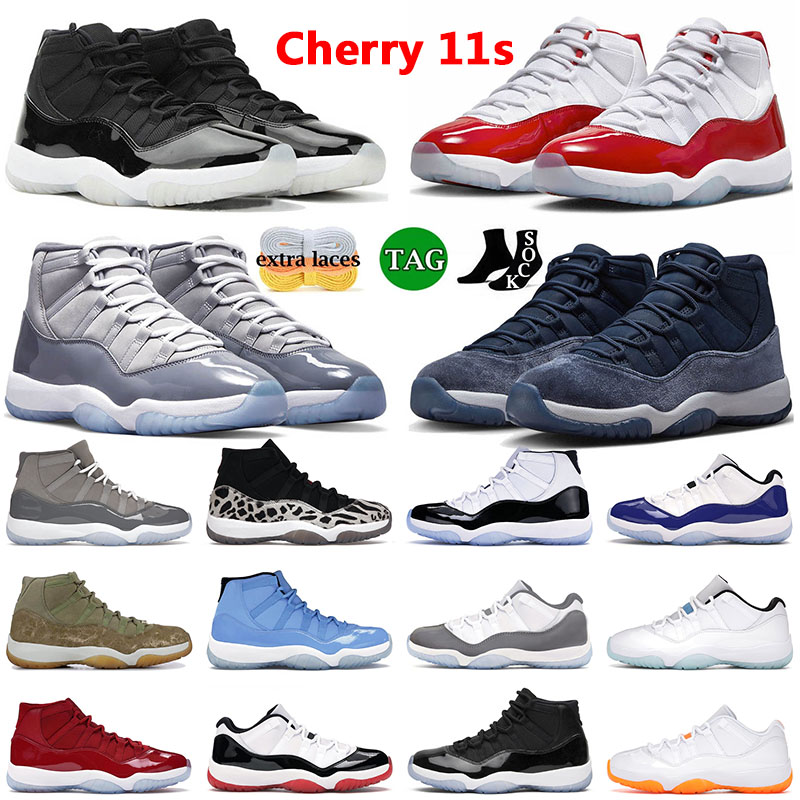 

Cherry 11 Top Jumpman 11s Basketball Shoes Cool Grey High Mindight Navy Cherry Cap And Gown Space Jam Mens Women Sports Sneakers Trainers, D31 navy gum 36-47