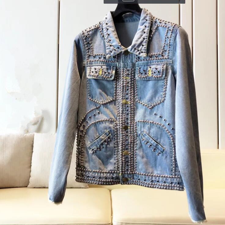 

Men's Jackets -3xl Short Denim Jacket Men Korean Of The Trend Self-cultivation Handsome Rivet Personality Punk Singer Costumes, Black