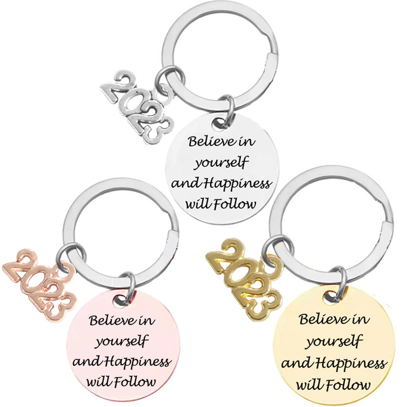 

Key Rings Keychain 2023 Year Believe In Yourself Graduation Gift for Student School College Women Men Stainless Steel Letter Chain