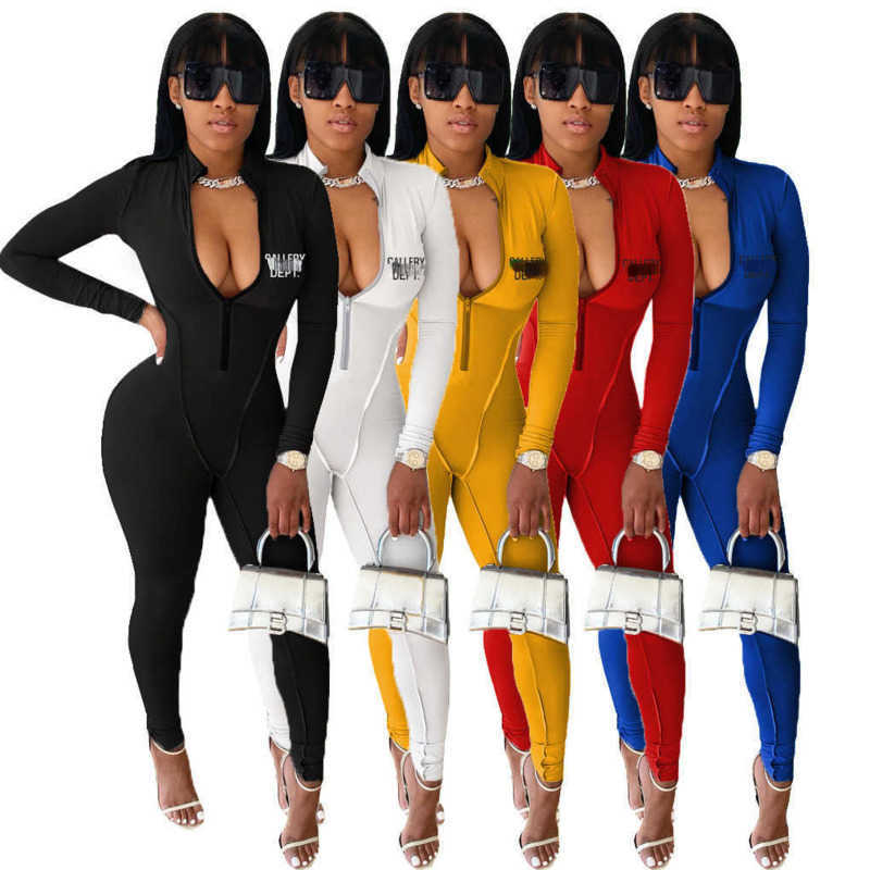

Womens Jumpsuits Sexy Bodysuits Letter Ironing Zipper Rompers Elastic Hip Lifting One-piece Pants Sports Fitness Yoga Suit, Yellow