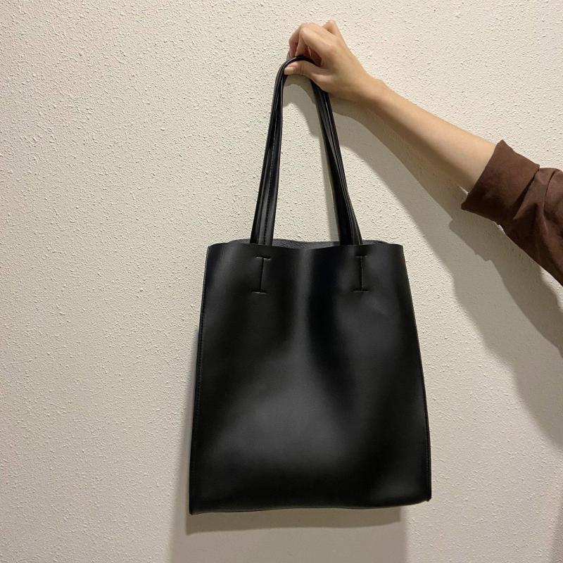 

Evening Bags Fashion Women Shoulder Bag Solid PU Leather Tote Handbags Versatile Large Capacity Composite Female Shopping Totes, Black