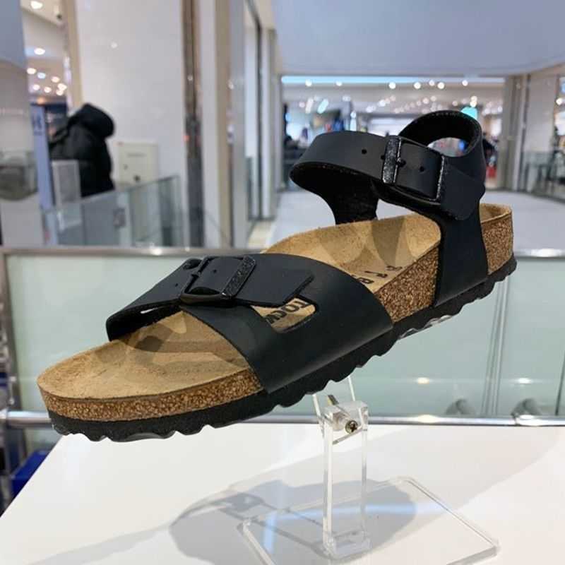 

Designer Birkinstock Slippers Boken Cork Sandals Boken Rio Women's Shoes Summer Flats Beach Shoes British, Black matte