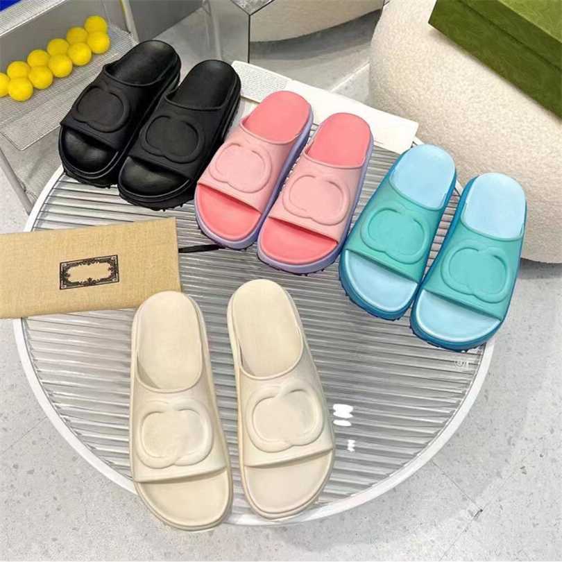 

Slipper Luxury Designer Sandal Lady Slides platform wedge rainbows summer slippers for Women men ladies brands dearfoam Rubber Beach pink black, #1