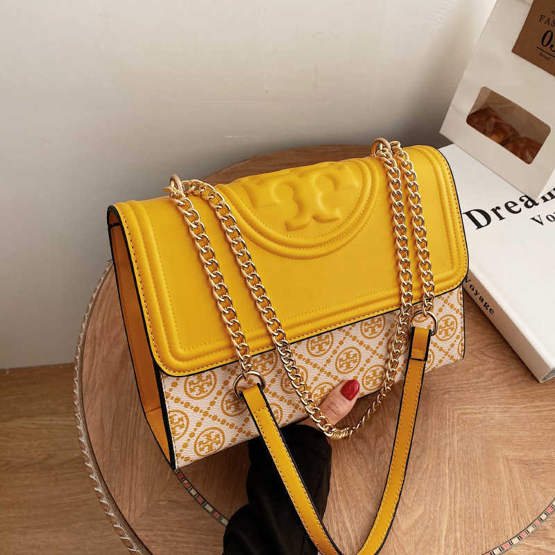 

handbag 2023 hand fashionable new shoulder fashion chain printing small square contrast messenger ladybags, Black10