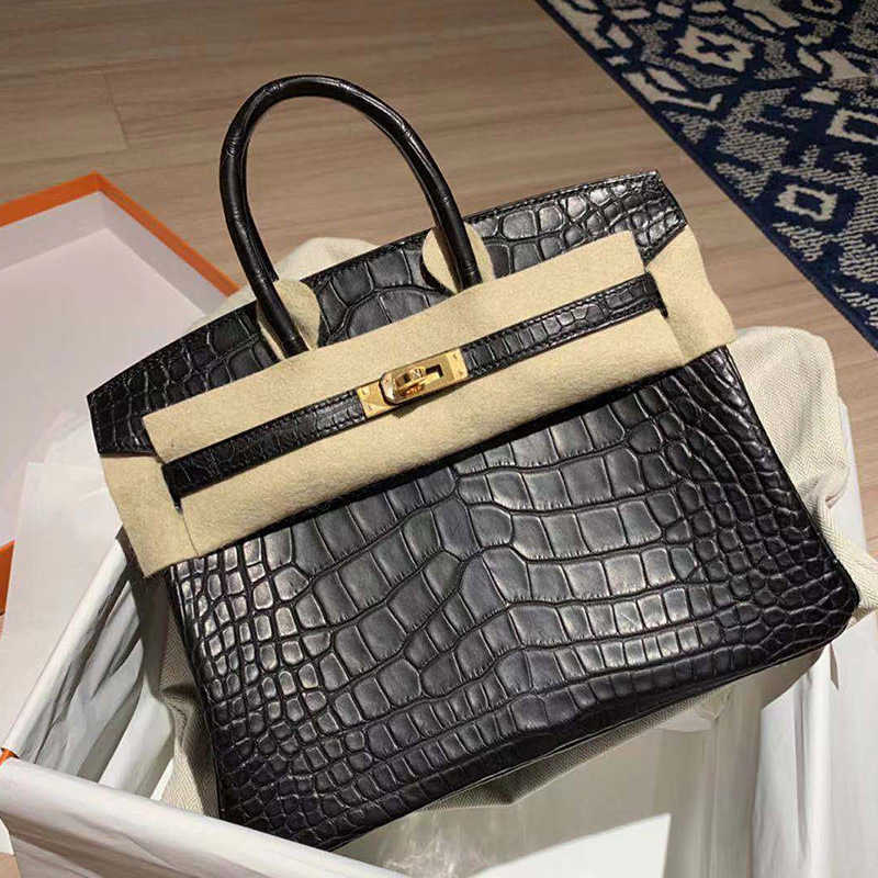 

Handbags Her Bags Designer Mus Brand Luxury Leather 2022 Crocodile Pattern Women Cow Big Commuting One Shoulder Messenger Handbag Classic El OB6V, Crocodile platinum bag black 25cm