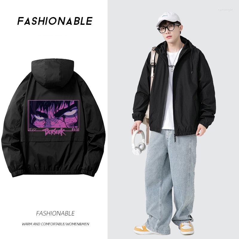

Men's Jackets Anime Berser Hooded Windbreaker Men Camping Rain Jacket Women Waterproof Quick-Drying Oversized Coat For Daily, White