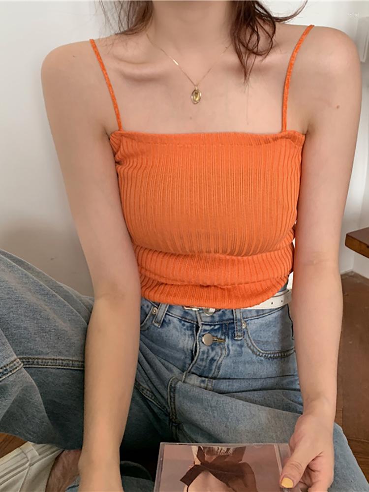 

Women's Tanks ITOOLIN 2023 Summer Cloth Women Cotton Spaghetti Camisoles Plain Basic Cute Tops Knitted Crop For, Black