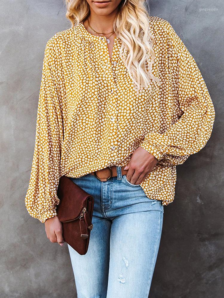 

Women' Blouses Ditsy Floral Print Casual Long Sleeve Blouse Tops Women, Orange