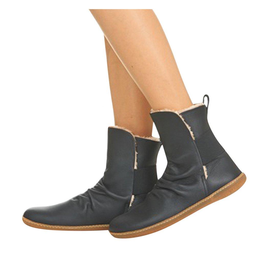 

Womens Fashion Casual Vintage Winter Warm Short Ankle Boots Slip On Flat Shoes High Quality Autumn Boot Botas