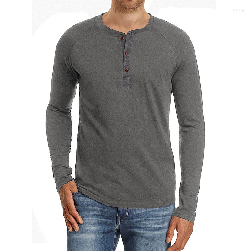 

Men's Hoodies Men Shirt Long Sleeve Henley Basic Button Solid Raglan Tops, Black
