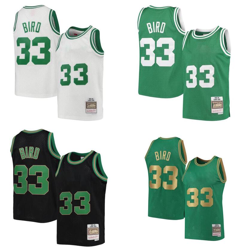 

Larry Bird basketball Jerseys Mitchell Ness jersey 1985-86 S-XXL Men Women Youth white black green retro jerseys, With logo