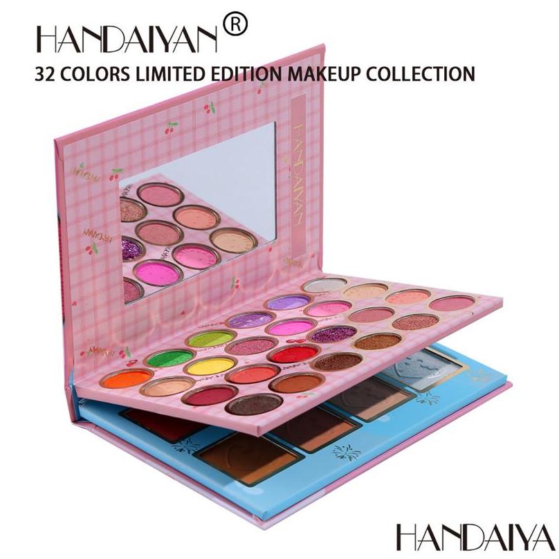 handaiyan 32 colors eyeshadow blush powder makeup pallete face contour highlighter blusher makeup eye shadow cosmetics