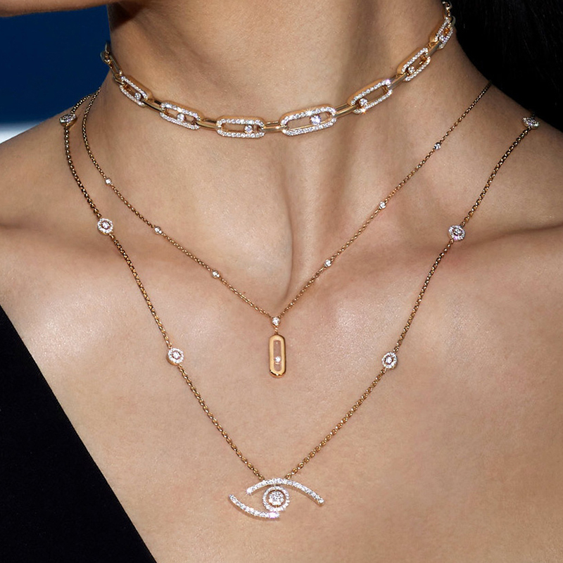 

Messiika LUCKY EYE necklace for woman jewelry designer diamond Sterling Silver Gold plated 18K official reproductions Never fade gift for girlfriend 010