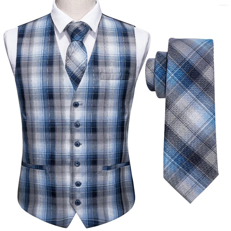 

Men' Vests Blue Plaid Mens Suit Vest Four Seasons Business Jacket Fashion Casual Classic Self-cultivation Single-Breasted, Picture shown