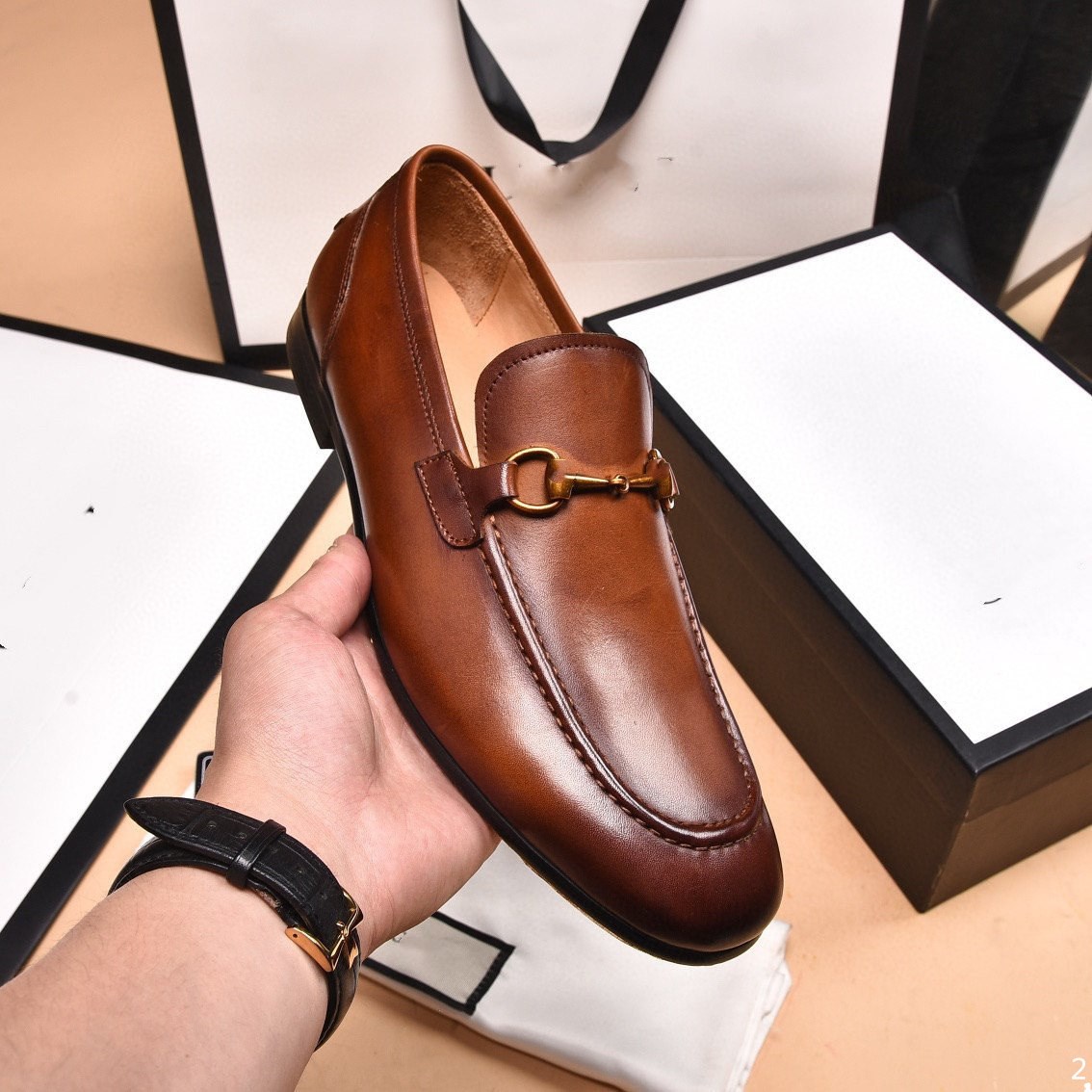 

New Men Luxury Dress Wedding Slip-On Buckle Strap Shoes Italian Style Designer Loaer Casual Business Genuine Leather Pointed Toe, #03