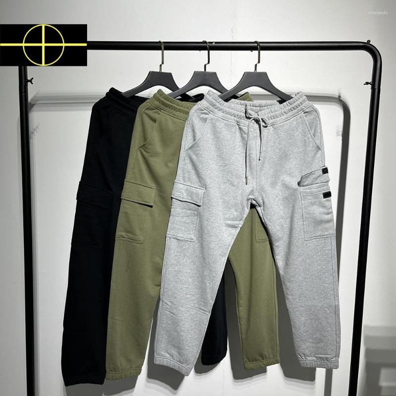 

Men's Pants 2023 High Quality Side Patch Sweatpants Men Women Badge Embroidery Heavyweight Cotton Pockets Track, Black