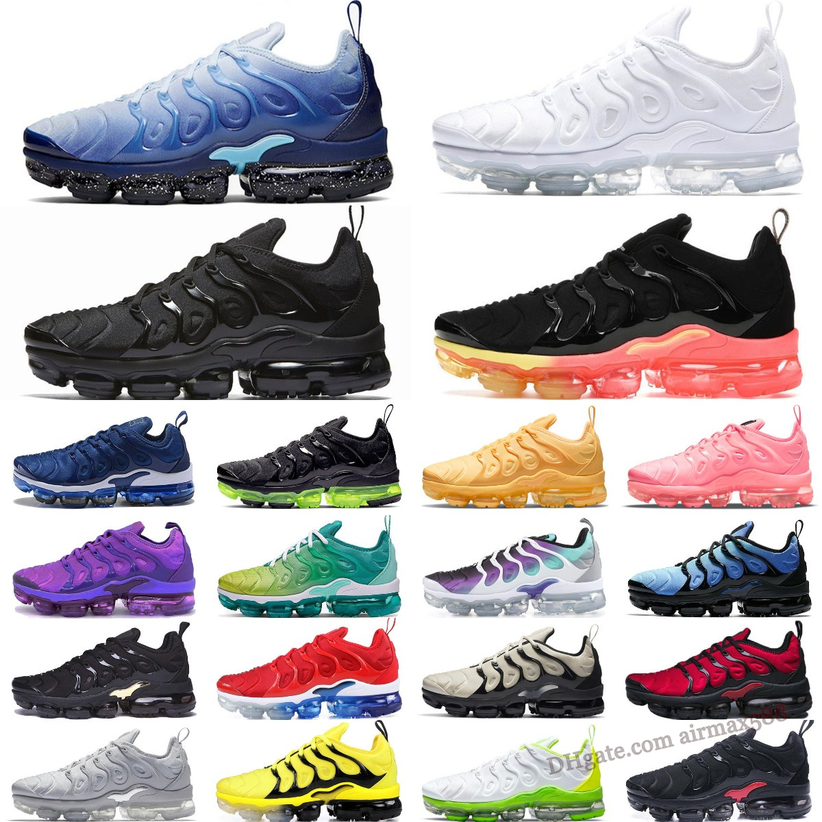 

New TN Plus Running Shoes For Men Women Eur size 36-47 Black Bubblegum Yolk Cherry Cool Grey Neon Olive Pure Platinum Dark Blue Mens Womens Sports Trainers Sneakers, Please contact us for more colors