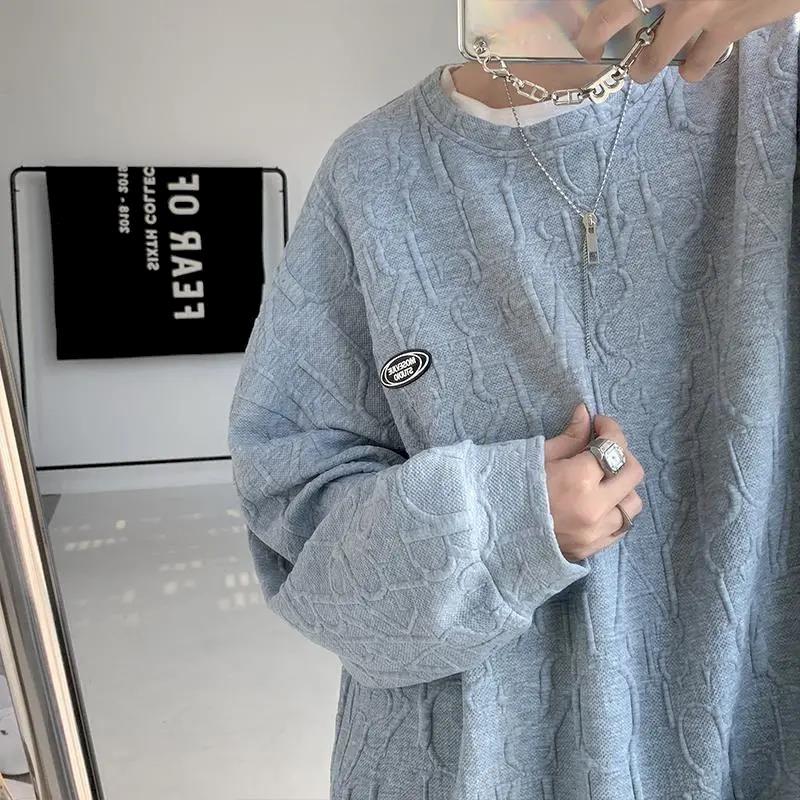 

Men's Hoodies & Sweatshirts Fonekie Crewneck Sweatshirt Mens Ins Spring Autumn Thin Loose Pullover Top Wild Letter Hoodless Jacket Casual Me, Gray