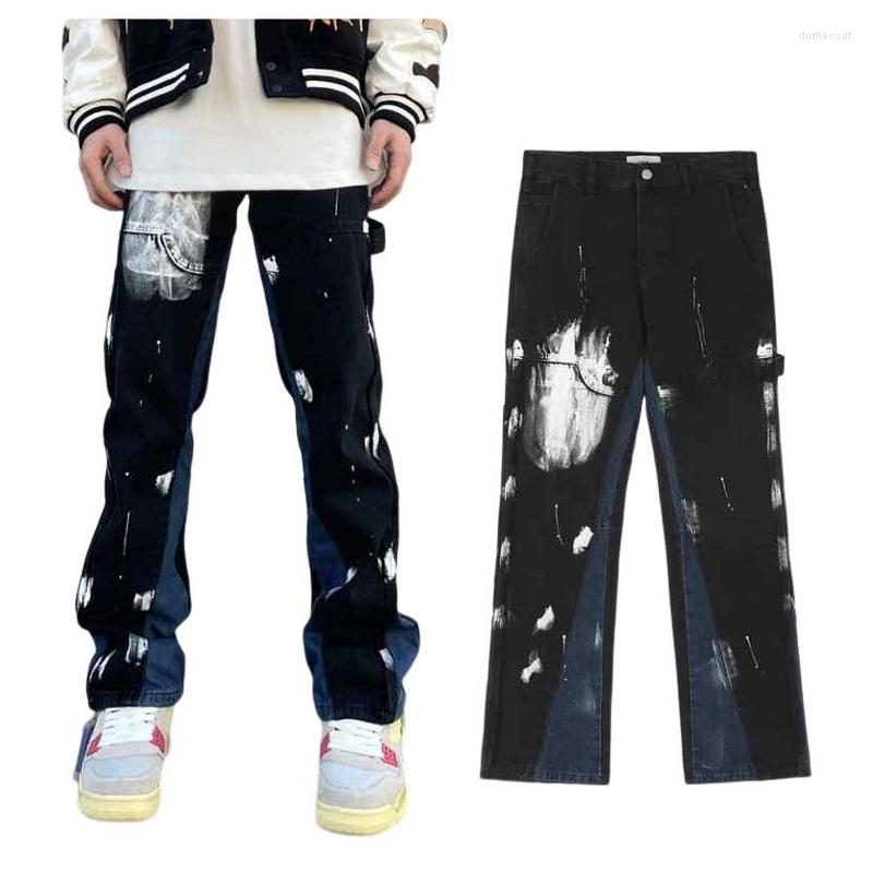 

Men's Jeans Gothic Style Black Baggy Man Graffiti Painting Vintage Pants Streetwear High Waist Wide Leg Denim Trousers Men