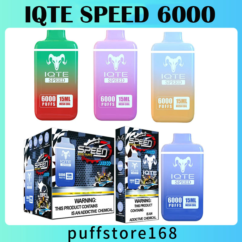 

Authentic IQTE Speed Disposable E cigarettes 6000 Puffs Vape Pen 15ml Pre-filled Mesh Coil Pods Cartridge 500mAh Rechargeable Battery tornado pro king bang escobar