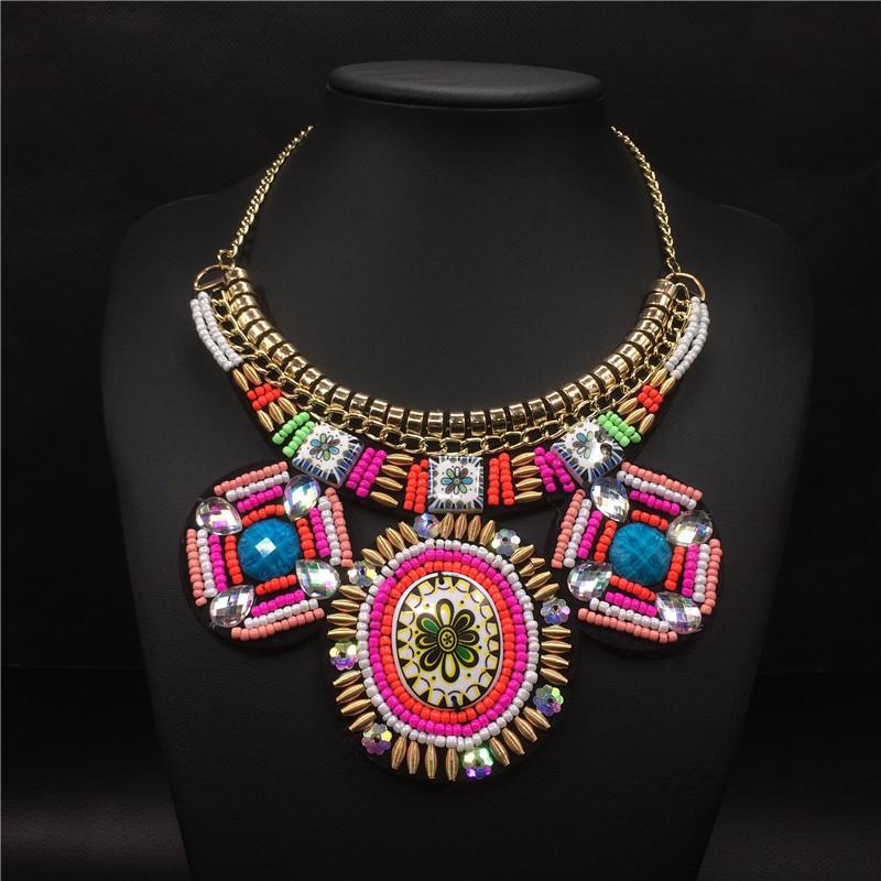 

Choker Bohemian Colorful Big Beads Necklace Fake Collar For Women Statement Boho Necklaces Collares Grandes Jewelry Chokers
