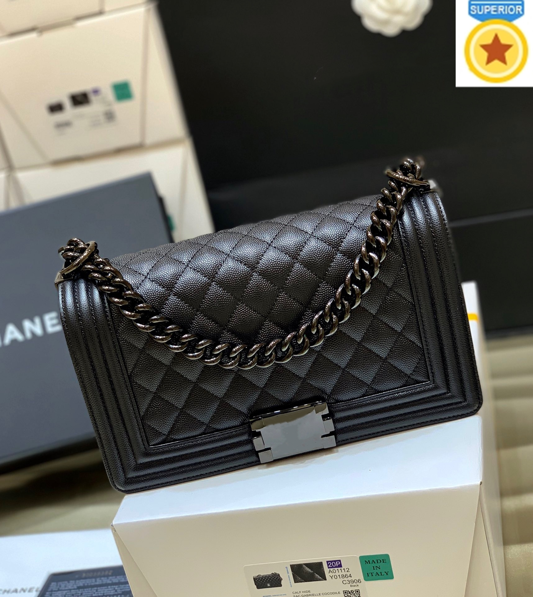 

Fashion channel shoulder bags lady designer 10A genuine leather Crossbody bag Flap Clutch handbags Black hardware chain wallet caviar woman camera tote bags, #3