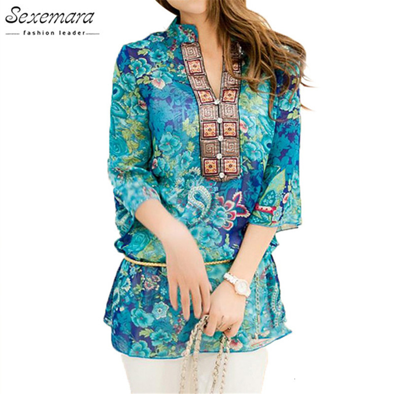 

Women's Blouses Shirts Summer Women Shirt Blouse Style Fashion Chiffon Half Sleeve Plus Size 5XL Floral Casual Top Embroidery Woman Tunic 230220, Blue green