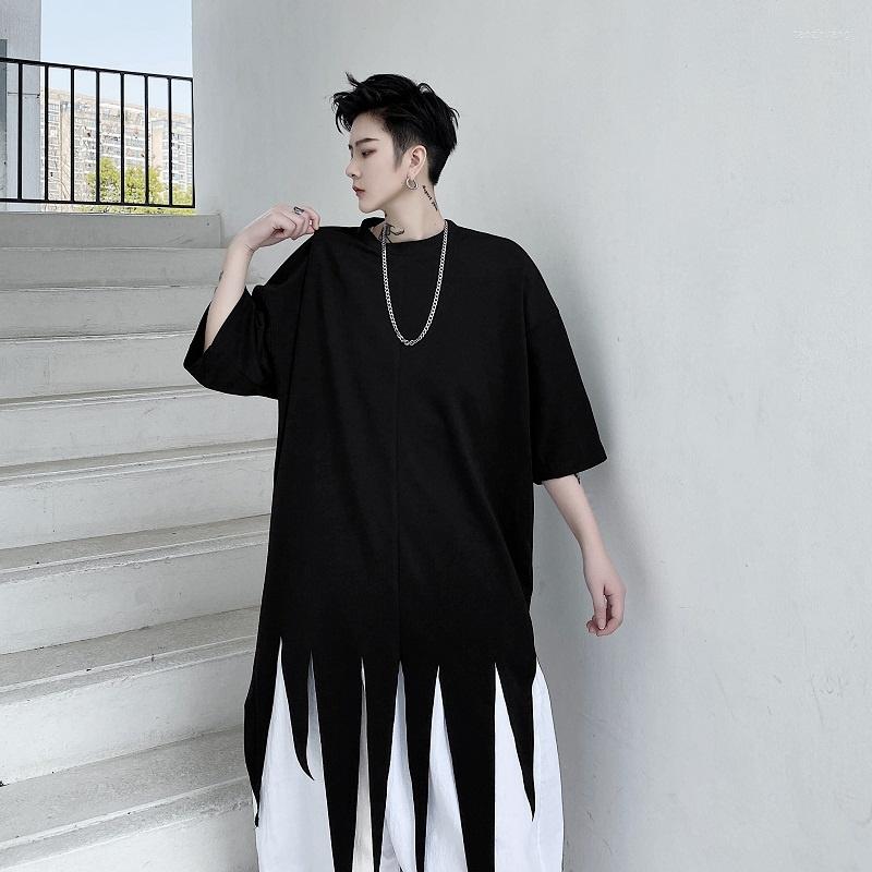 

Men's T Shirts Men's T-shirt Yamamoto Style Dark Loose Short Sleeves Summer Irregular Cut Half Sleeve, Black