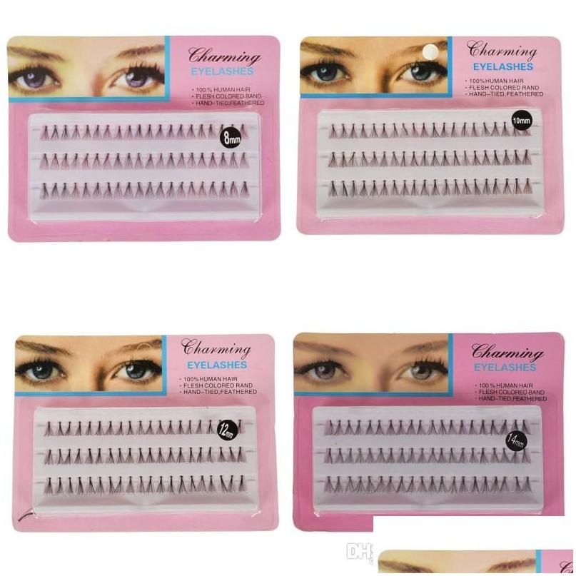 

False Eyelashes 60Pcs/Set 8/10/12/14 Mm Individual Lashes Black 6D Natural Fake Eyelash Long Cluster Extension Makeup Beauty Drop De Dhohw