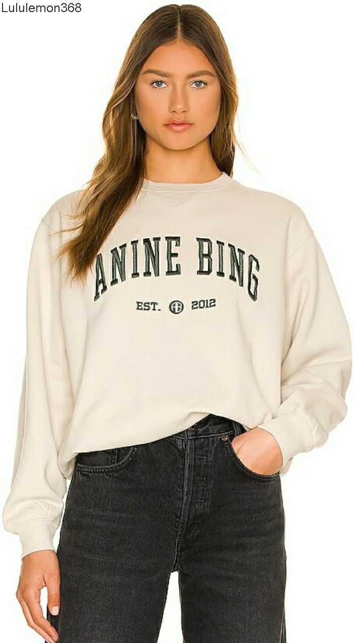 

Anine Bing Letters Embroidered Sweatshirt Women Designer Pullover Sweater Fashion Hoodie Fleece Sportswear7, Light khaki
