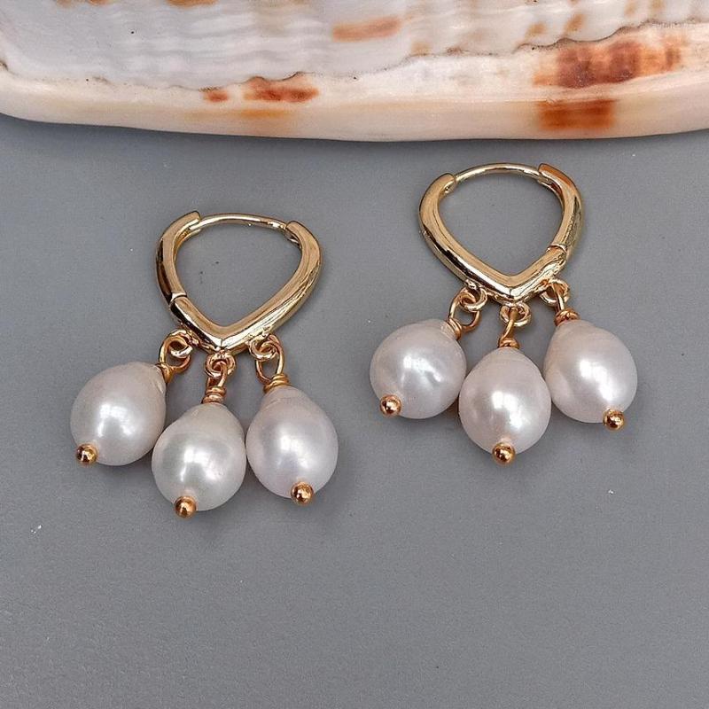 

Hoop Earrings YYGEM Natural 7 8mm Nucleated Flameball Baroque Pearl