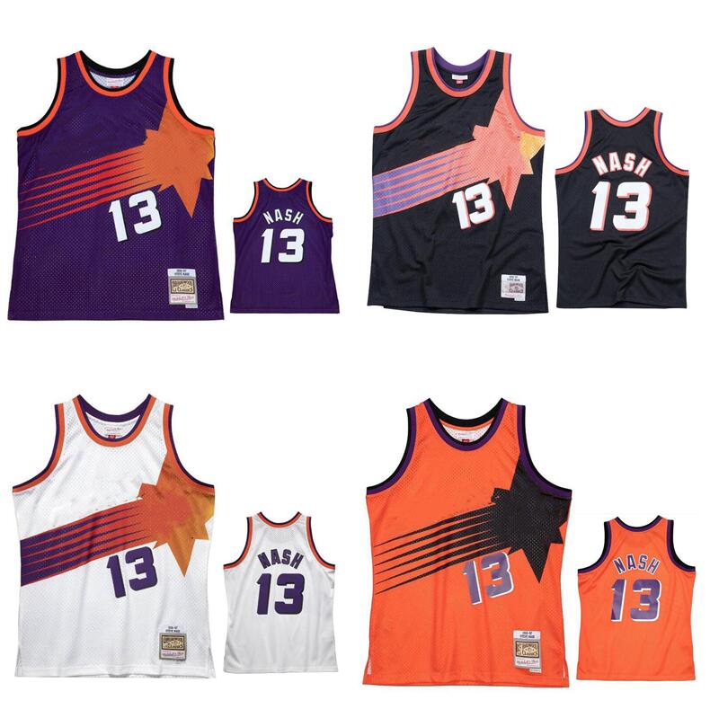 

Steve Nash Basketball jerseys S-XXL Mitchell Ness jersey black blue white Men Women Youth retro jersey 13, With logo