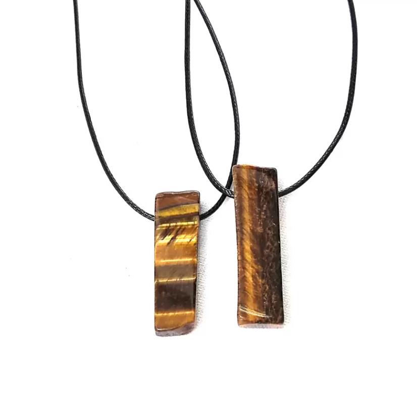 

Pendant Necklaces Natural Stone Mineral Irregar Pillar Rose Quartz Amazonite Tiger Eye Lapsi Crystal Mens Rope Chain Hip Hop Drop De Dh0Tb