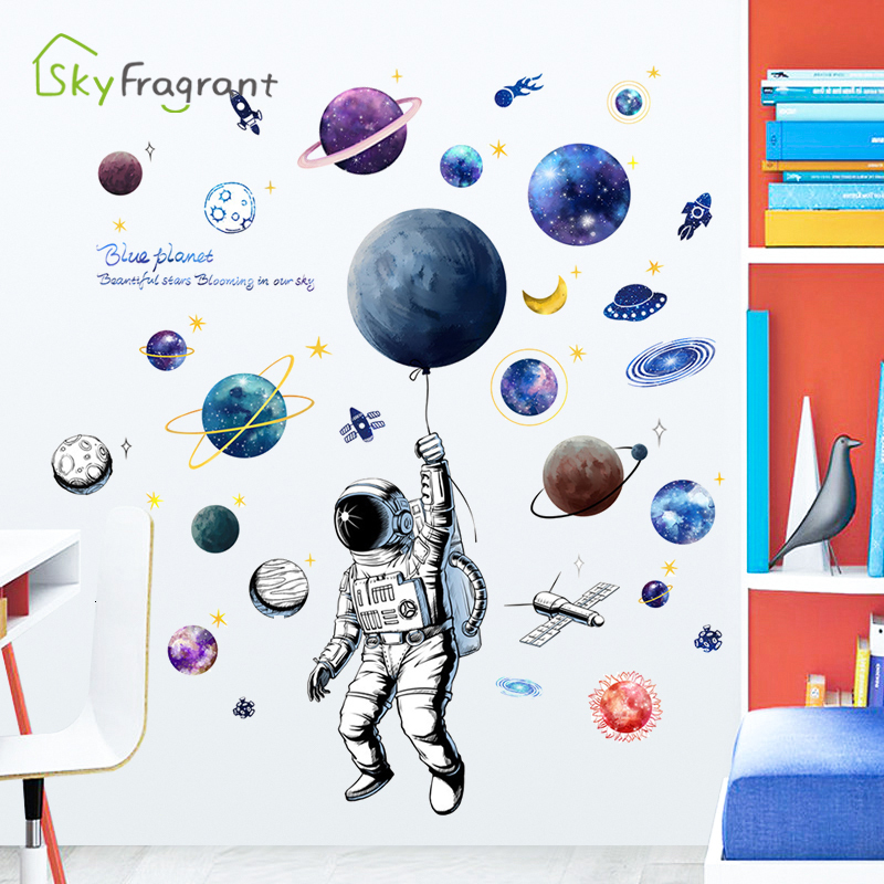

Wall Decor Large Size Cartoon Astronaut Stickers For Kids Rooms Home Baby Bedroom Background Self Adhesive 230220