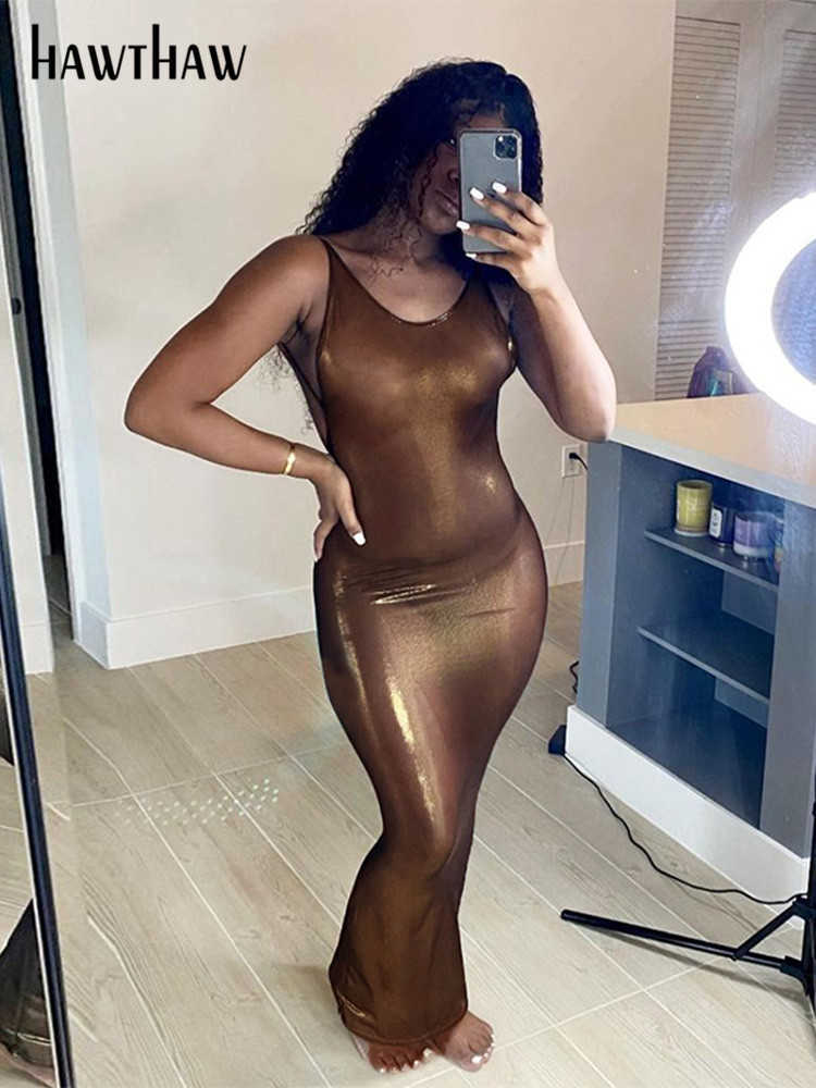 

Casual Dresses Hawthaw Women Autumn Summer Bodycon Party Solid Color Sleeveless Long Dress Sundress 2021 Female Clothing Streetwear Wholesale L230217, Rose red