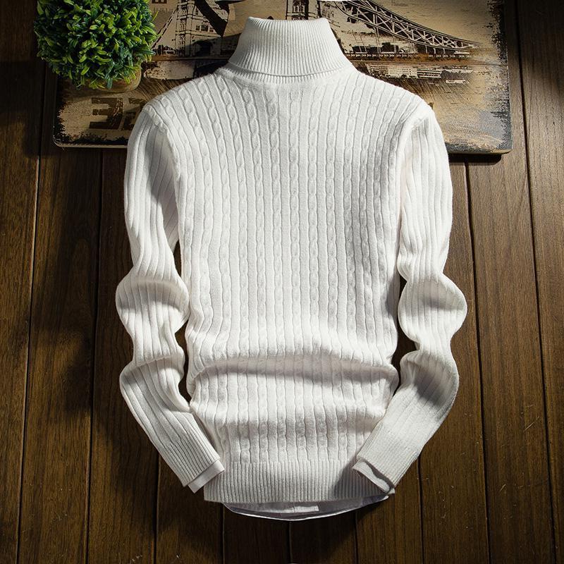 

Men's Sweaters Winter High Neck Thick Warm Sweater Men Turtleneck Brand S Slim Fit Pullover Knitwear Male Double Collar3XlMen's, Black
