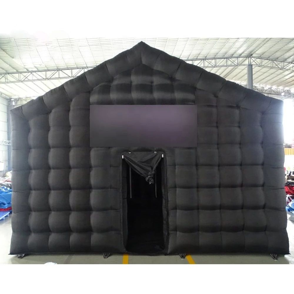 

Giant Custom Portable Black Inflatable Nightclub Cube Party Bar Tent Lighting Night Club For Disco Wedding Event with blower