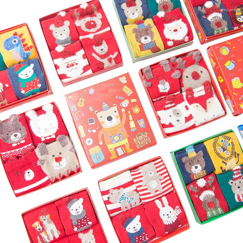 

Women Socks 4 Pairs Cartoon Christmas Theme Gift Vintage Happy Funny Sock Winter Warm Shaping Stretchy Cotton Meias